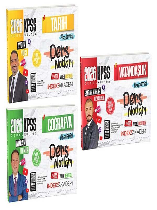 2026 KPSS Tarih+Coğrafya+Vatandaşlık Akademisi Video Ders Notları 3 lü Set İndeks Akademi