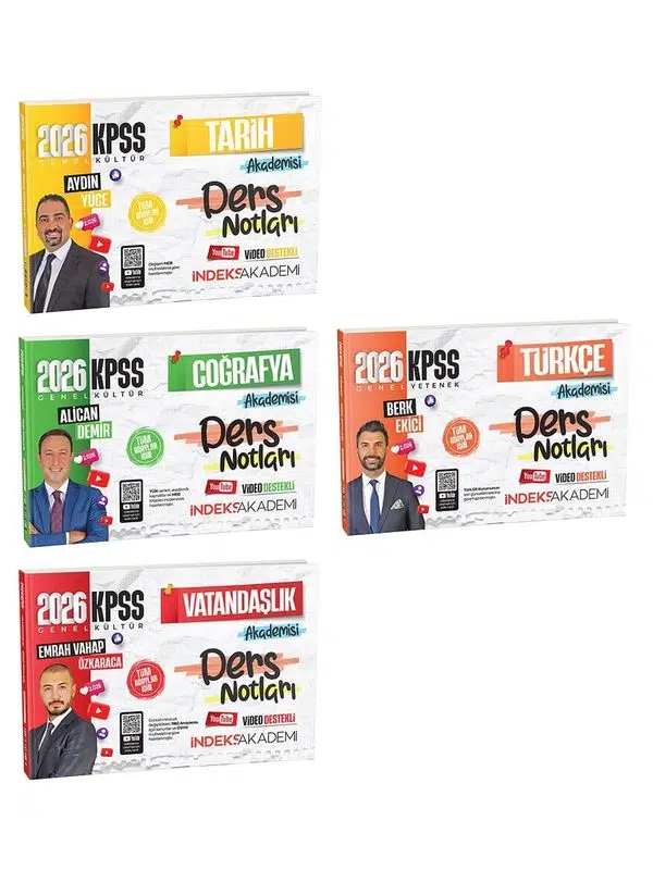 2026 KPSS Tarih+Coğrafya+Vatandaşlık+Türkçe Akademisi Video Ders Notları 4 lü Set İndeks Akademi