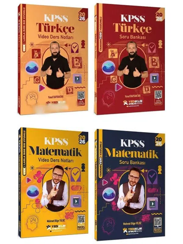 2026 KPSS Türkçe + Matematik Atölye Video Ders Notları + Soru 4lü Set Yediiklim Paragraf Hediye