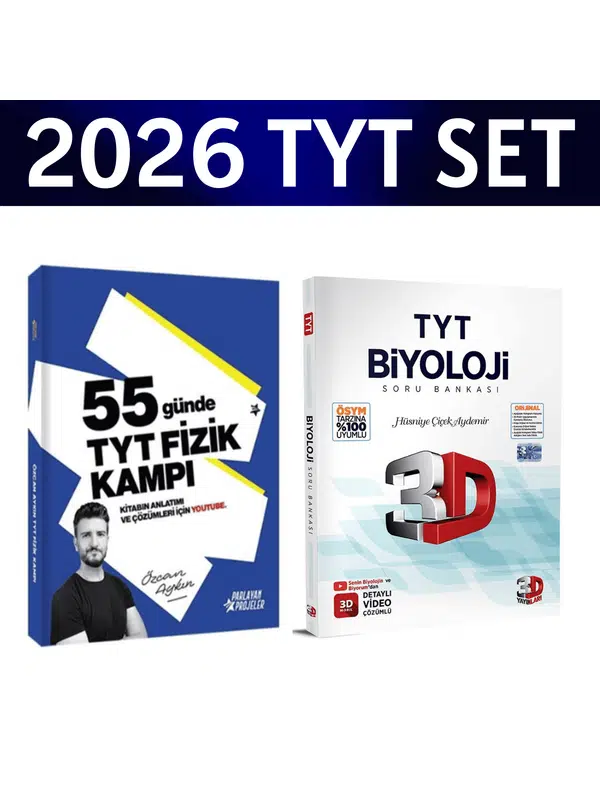 2026 TYT 55 Günde Fizik Kampı Özcan Aykın+ TYT Biyoloji Soru Bankası 3D Yayınları