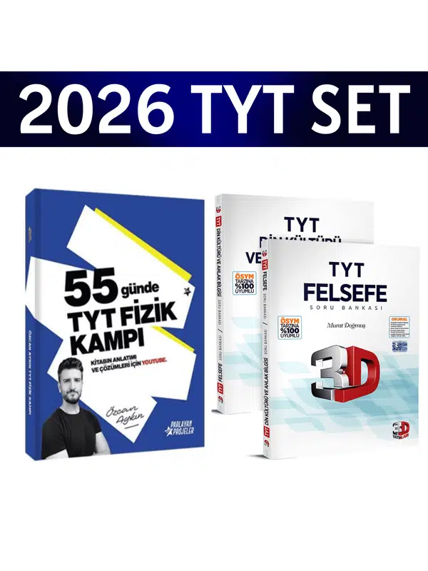 2026 TYT 55 Günde Fizik Kampı Özcan Aykın+ TYT Felsefe Din Kültürü Soru Bankası 3D Yayınları