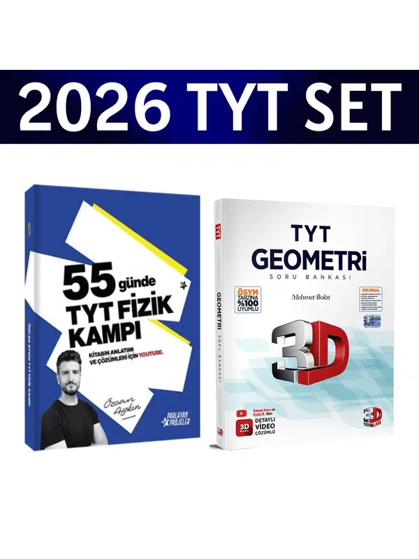 2026 TYT 55 Günde Fizik Kampı Özcan Aykın+ TYT Geometri Soru Bankası 3D Yayınları