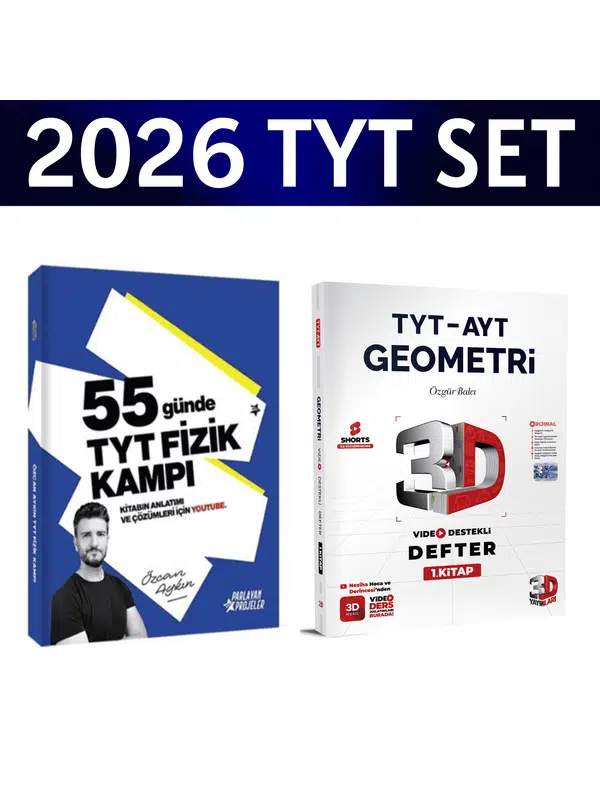 2026 TYT 55 Günde Fizik Kampı Özcan Aykın+ TYT Geometri Video Destek Defteri 3D Yayınları