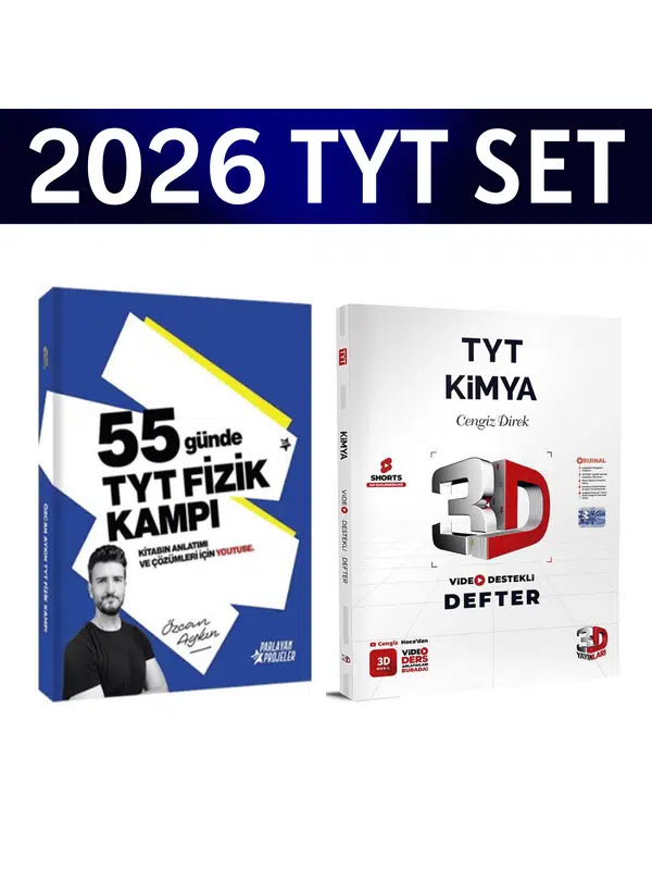 2026 TYT 55 Günde Fizik Kampı Özcan Aykın+ TYT Kimya Video Destek Defteri 3D Yayınları
