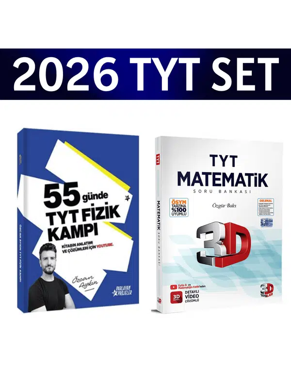 2026 TYT 55 Günde Fizik Kampı Özcan Aykın+ TYT Matematik Soru Bankası 3D Yayınları