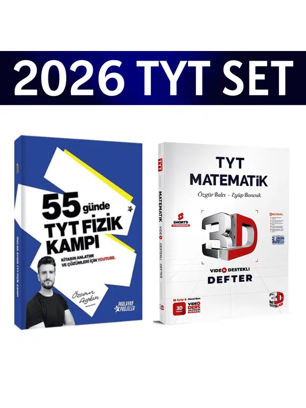 2026 TYT 55 Günde Fizik Kampı Özcan Aykın+ TYT Matematik Video Destek Defteri 3D Yayınları