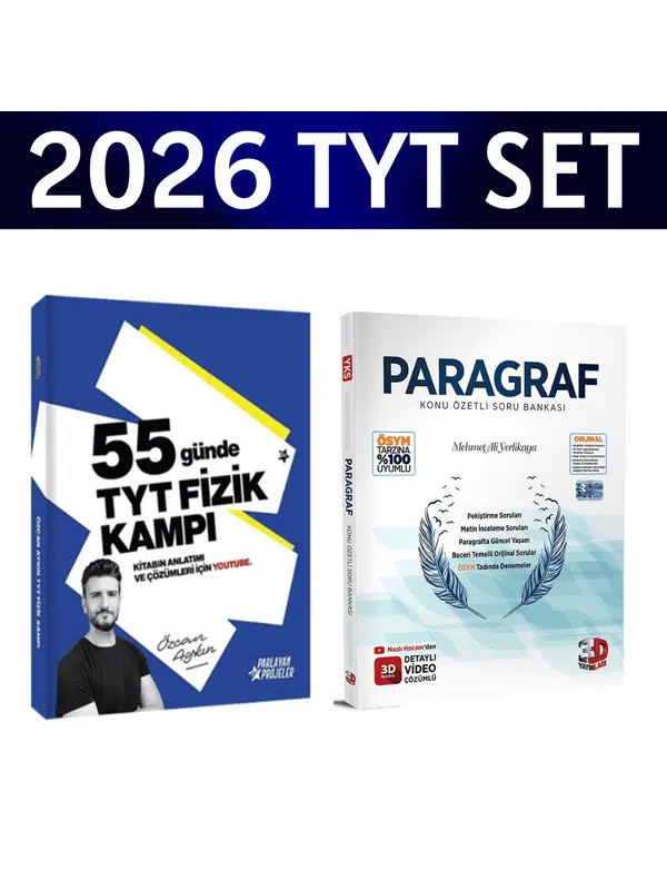 2026 TYT 55 Günde Fizik Kampı Özcan Aykın+ TYT Paragraf Konu Özetli Soru Bankası 3D Yayınları