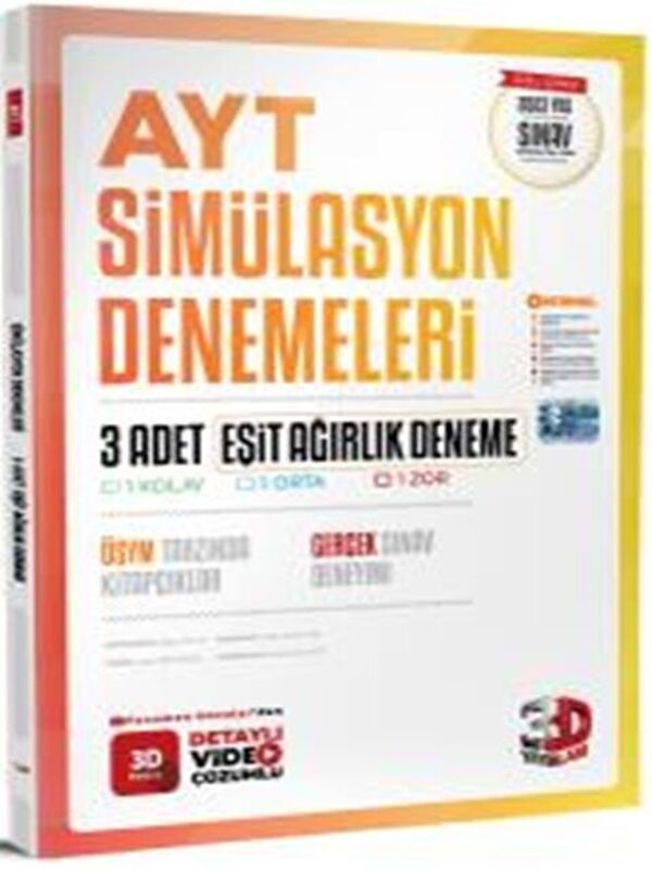 3D Yayınları AYT Eşit Ağırlık 3 lü Simülasyon Genel Deneme
