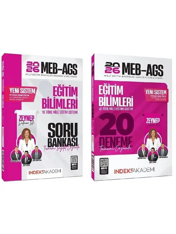 İndeks 2026 MEB-AGS Eğitim B Türk Milli Eğitim Sistemi Soru Bankası+20 Deneme 2li Set Zeynep Salman