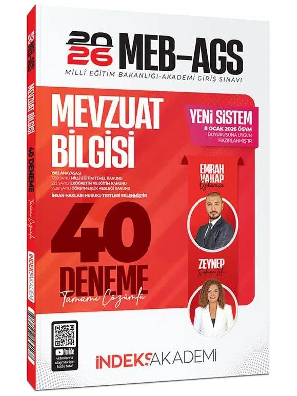 İndeks 2026 MEB-AGS Mevzuat Bilgisi 40 Deneme Çözümlü - Emrah Vahap, Zeynep S. 