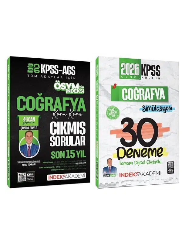İndeks Akademi 2026 KPSS Coğrafya Çıkmış Sorular + 30 Deneme 2 li Set - Alican Demir