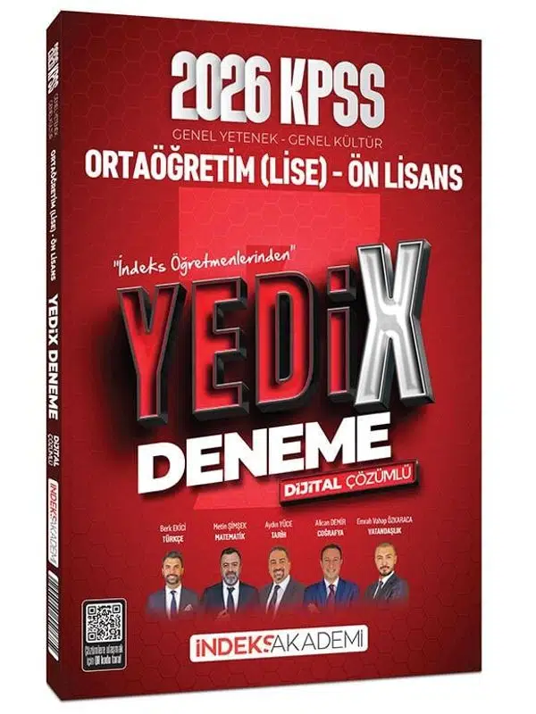 İndeks Akademi 2026 KPSS Lise Ortaöğretim Ön Lisans YEDİX 7 Deneme Çözümlü İndeks Akademi Yayıncılık