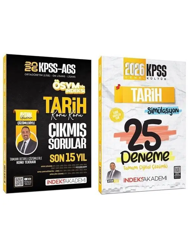 İndeks Akademi 2026 KPSS Tarih Çıkmış Sorular + 25 Deneme 2 li Set - Aydın Yüce