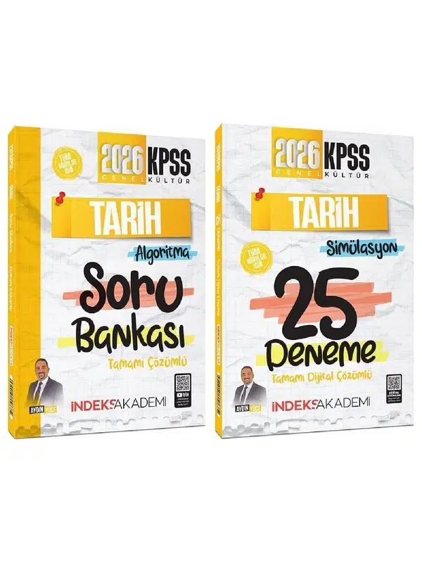 İndeks Akademi 2026 KPSS Tarih Soru Bankası + 25 Deneme 2 li Set - Aydın Yüce