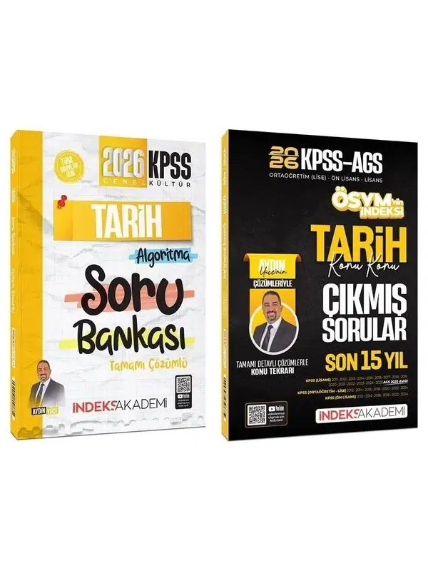 İndeks Akademi 2026 KPSS Tarih Soru Bankası + Çıkmış Sorular 2 li Set - Aydın Yüce 
