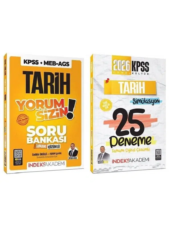 İndeks Akademi 2026 KPSS Tarih Yorum Sizin Soru Bankası + 25 Deneme 2 li Set - Aydın Yüce