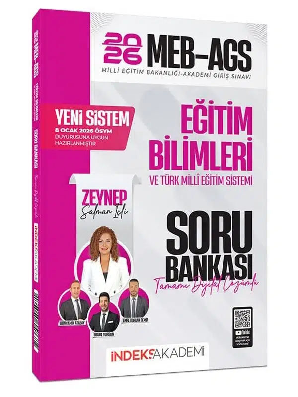 İndeks Akademi 2026 MEB-AGS Eğitim Bilimleri ve Türk Milli Eğitim Sistemi Soru Bankası Çözümlü - Zeynep Salman İçli