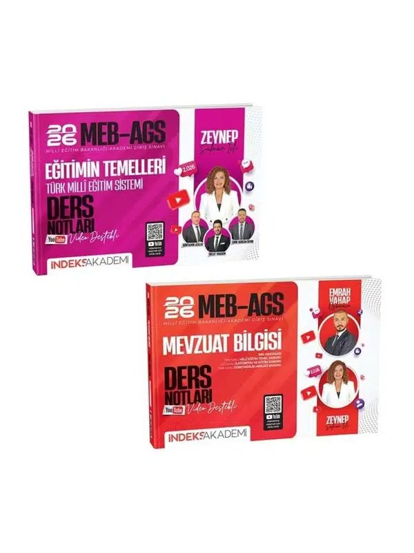 İndeks Akademi 2026 MEB-AGS Eğitimin Temelleri + Mevzuat Bilgisi Ders Notları 2 li Set - Zeynep Salm