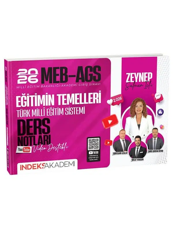 İndeks Akademi 2026 MEB-AGS Eğitimin Temelleri ve Türk Milli Eğitim Sistemi Video Ders Notları - Zeynep Salman İçli