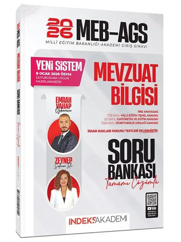 İndeks Akademi 2026 MEB-AGS Mevzuat Bilgisi Soru Bankası Çözümlü - Emrah Vahap Özkaraca, Zeynep Salman İçli