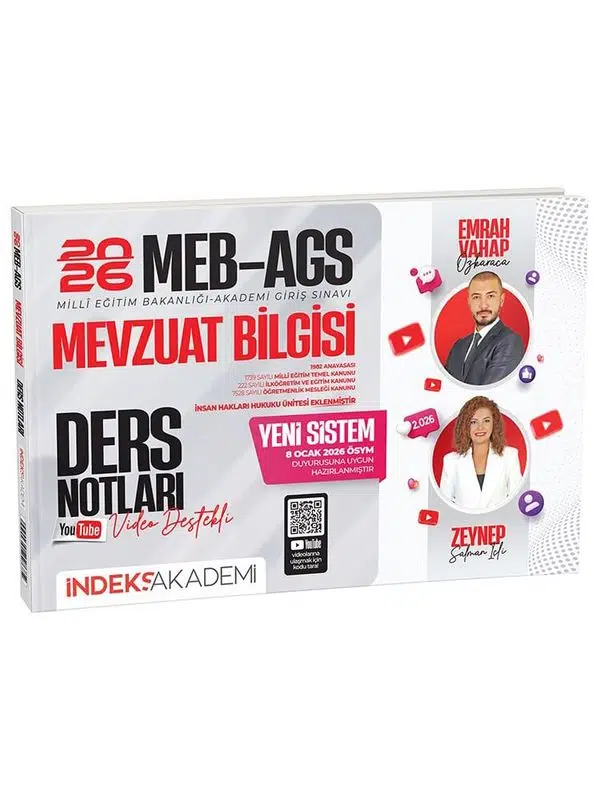 İndeks Akademi 2026 MEB-AGS Mevzuat Bilgisi Video Ders Notları - Emrah Vahap Özkaraca, Zeynep Salman İçli 