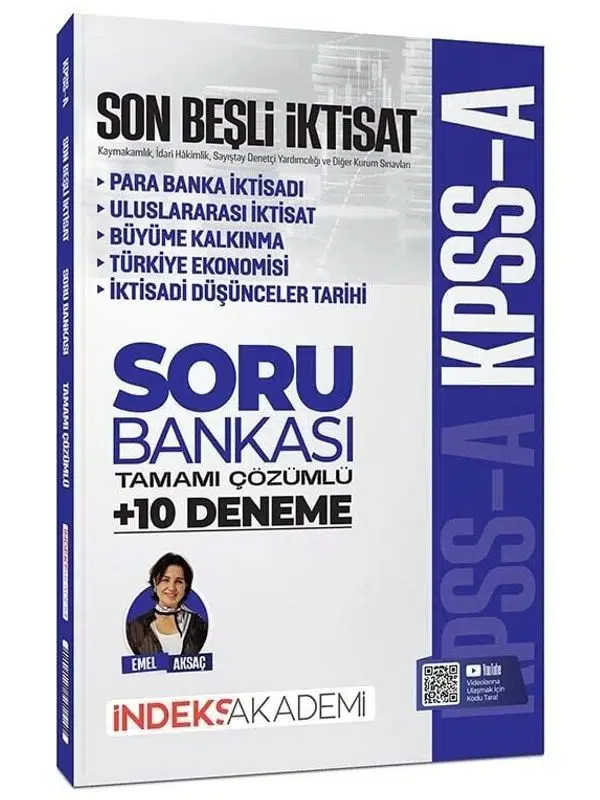 İndeks Akademi KPSS A Grubu Son Beşli İktisat Soru Bankası ve 10 Deneme Çözümlü - Emel Aksaç 