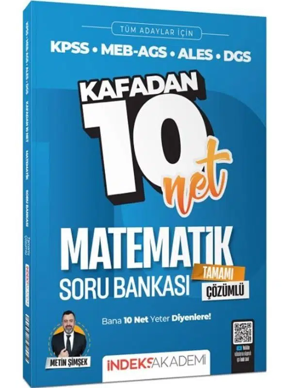İndeks Akademi KPSS MEB AGS ALES DGS Matematik Kafadan 10 Net Soru Bankası Çözümlü