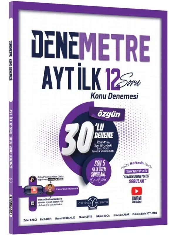 Orijinal Yayınları AYT Denemetre İlk 12 Konu Denemesi