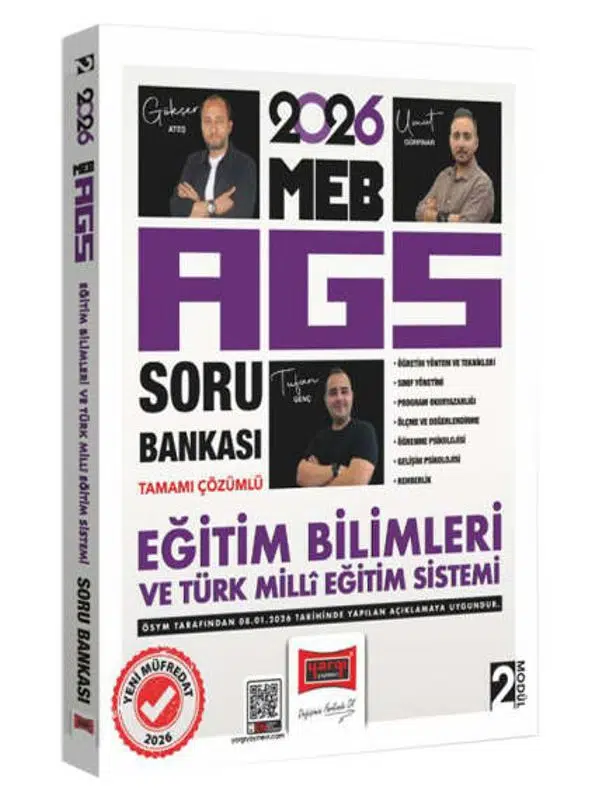 Yargı 2026 MEB-AGS Eğitim Bilimleri ve Türk Milli Eğitim sistemi Tamamı Çözümlü Soru Bankası Modül 2