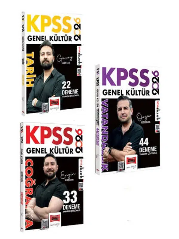 Yargı Yayınları 2026 KPSS Genel Kültür Tamamı Çözümlü Tarih-Coğrafya-Vatandaşlık Deneme Seti (3 Kitap)