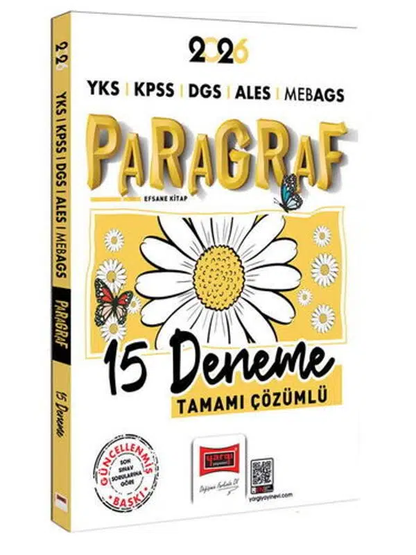 Yargı Yayınları 2026 YKS KPSS DGS ALES MEB-AGS Papatya Serisi Paragraf Tamamı Çözümlü 15 Deneme