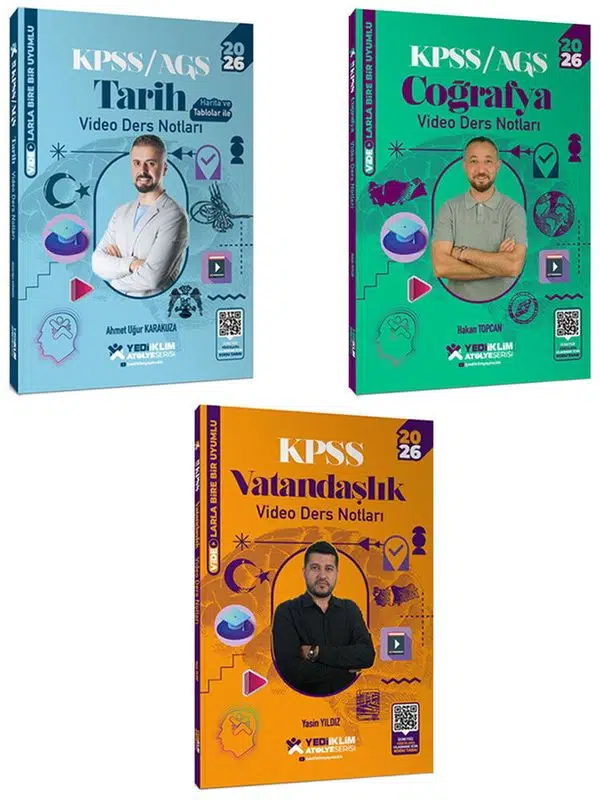 Yediiklim 2026 KPSS Atölye G. Kültür Tarih Coğrafya Vatandaşlık Video Ders 3lü Set Paragraf Hediyeli