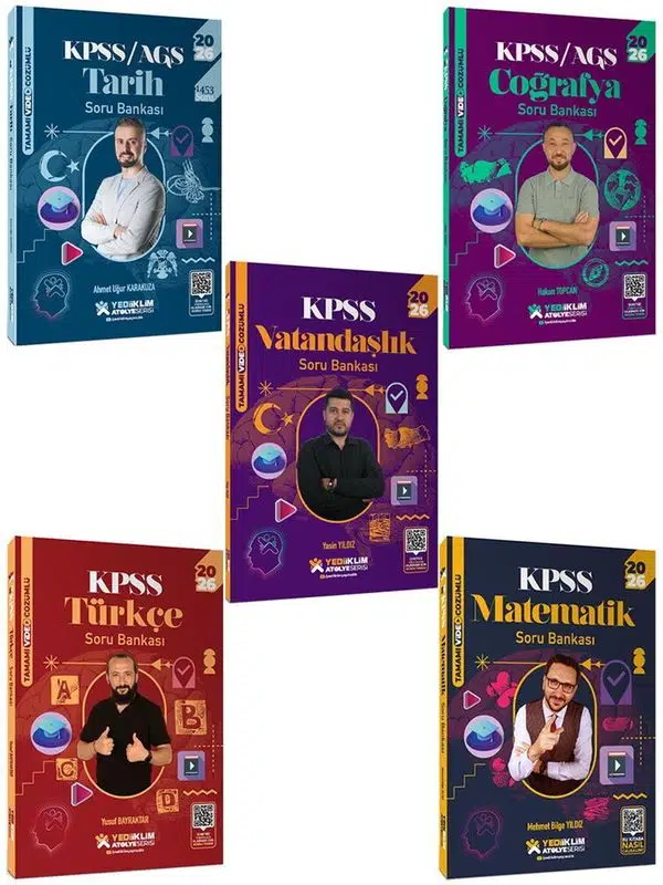 Yediiklim 2026 KPSS Atölye GY GK Tamamı Video Çözümlü Soru Bankası Seti 5 Kitap Paragraf Hediyeli