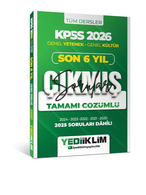 Yediiklim 2026 KPSS Genel Yetenek Genel Kültür Son 6 Yıl Tamamı Çözümlü Çıkmış Sorular 