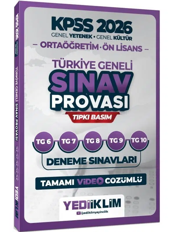 Yediiklim 2026 KPSS Ortaöğretim Ön Lisans GY GK Türkiye Geneli Sınav Provası Tıpkı Basım 6 7 8 9 10 Deneme
