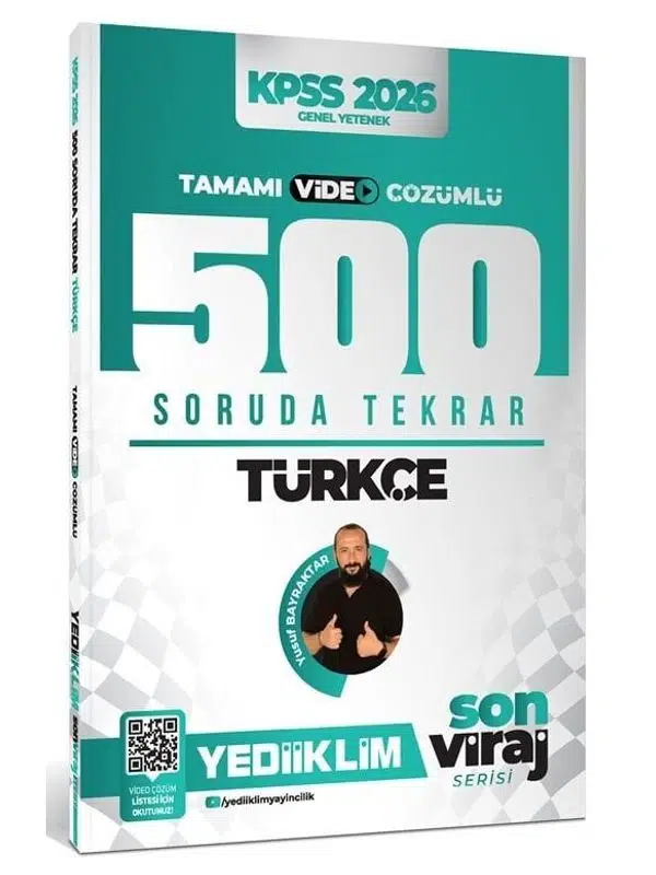 Yediiklim 2026 KPSS Türkçe 500 Soruda Tekrar Son Viraj Serisi Çözümlü - Yusuf Bayraktar