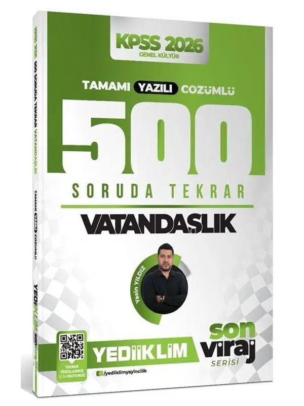 Yediiklim 2026 KPSS Vatandaşlık 500 Soruda Tekrar Son Viraj Serisi Çözümlü - Yasin Yıldız