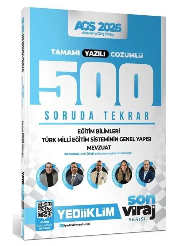 Yediiklim 2026 MEB-AGS Eğitim Bilimleri-Türk Milli Eğitim Sisteminin Genel Yapısı-Mevzuat 500 Soruda Tekrar 