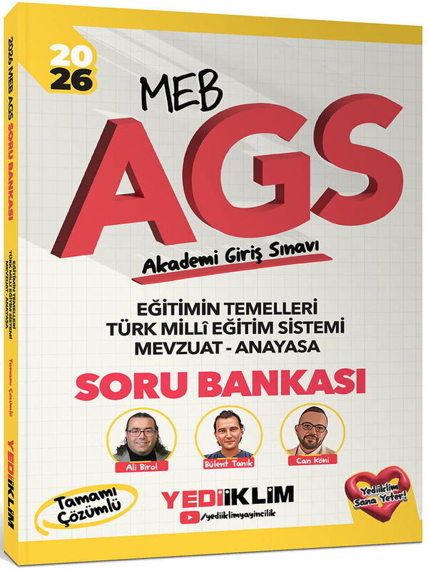 Yediiklim 2026 MEB AGS Eğitimin Temelleri Türk Milli Eğitim Sistemi Mevzuat Anayasa Tamamı Çözümlü Soru Bankası