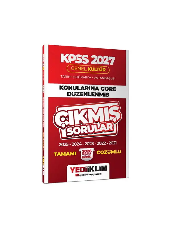Yediiklim 2027 KPSS Genel Kültür Konularına Göre Düzenlenmiş Tamamı Çözümlü Çıkmış Sorular