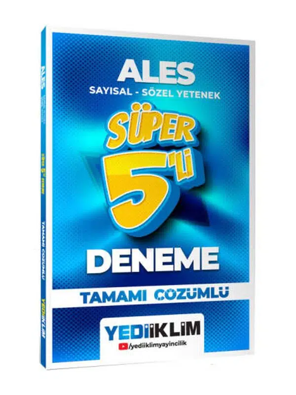 Yediiklim Yayınları 2026 ALES Sayısal - Sözel Yetenek Tamamı Çözümlü Süper 5'li Deneme 