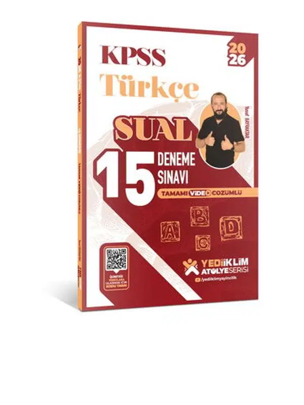 Yediiklim Yayınları 2026 KPSS Atölye Serisi Türkçe Sual Tamamı Video Çözümlü 15 Deneme Sınavı