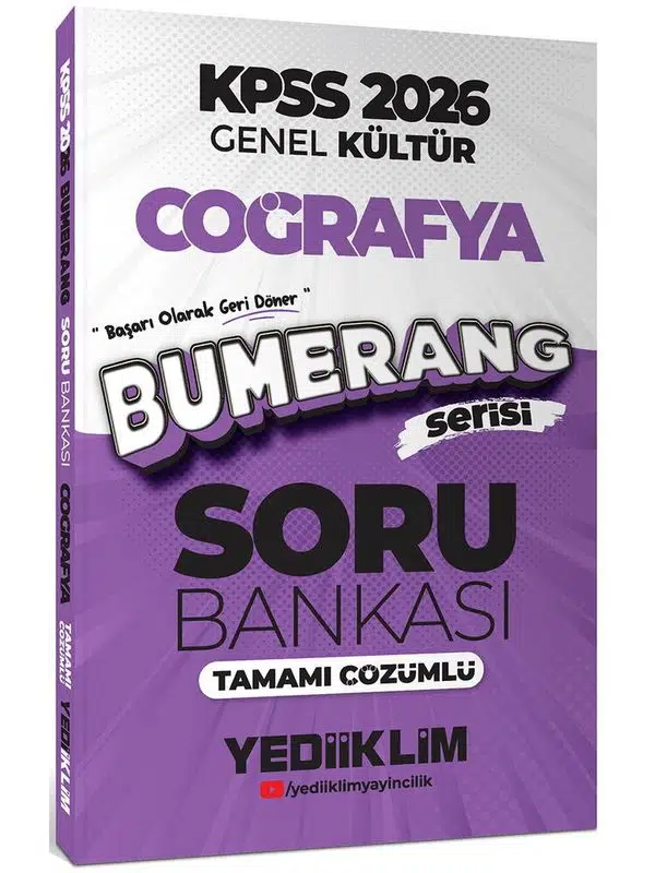 Yediiklim Yayınları 2026 KPSS Genel Kültür Bumerang Coğrafya Tamamı Çözümlü Soru Bankası
