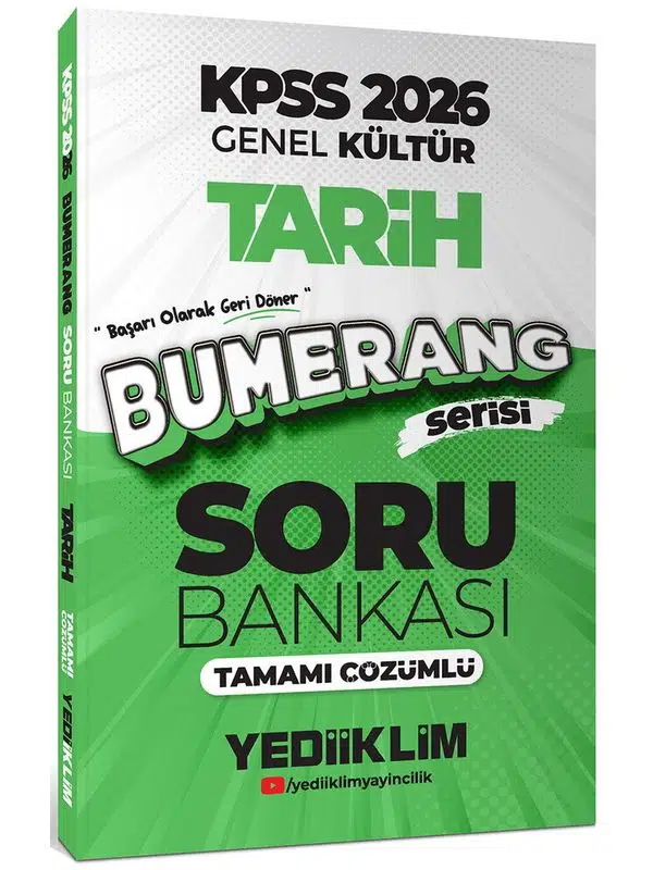 Yediiklim Yayınları 2026 KPSS Genel Kültür Bumerang Tarih Tamamı Çözümlü Soru Bankası