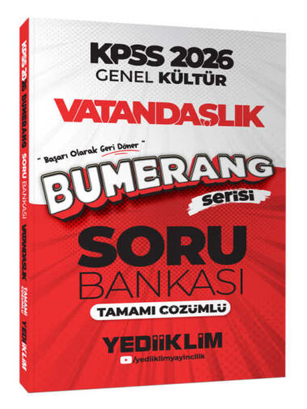 Yediiklim Yayınları 2026 KPSS Genel Kültür Bumerang Vatandaşlık Tamamı Çözümlü Soru Bankası