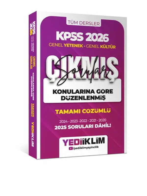 Yediiklim Yayınları 2026 KPSS Genel Yetenek Genel Kültür Konularına Göre Düzenlenmiş Tamamı Çözümlü Çıkmış Sorular