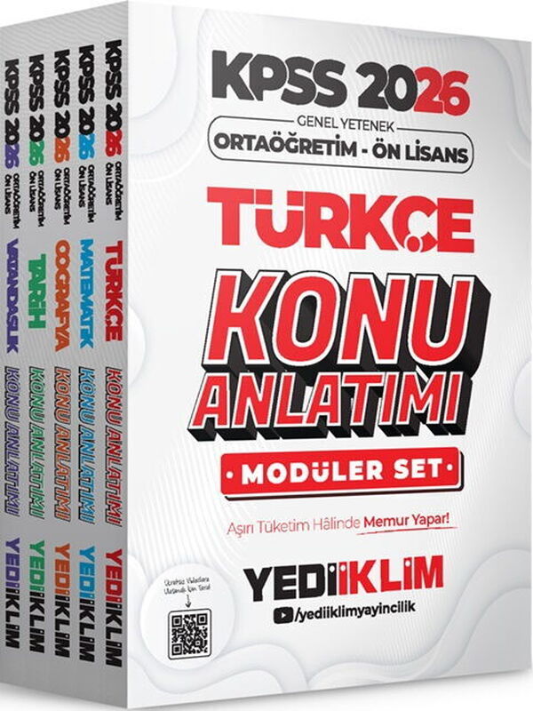 Yediiklim Yayınları 2026 KPSS Ortaöğretim Ön Lisans Genel Yetenek Genel Kültür Konu Anlatımı Modüler Set