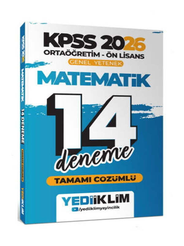 Yediiklim Yayınları 2026 KPSS Ortaöğretim Ön Lisans Genel Yetenek Matematik Tamamı Çözümlü 14 Deneme