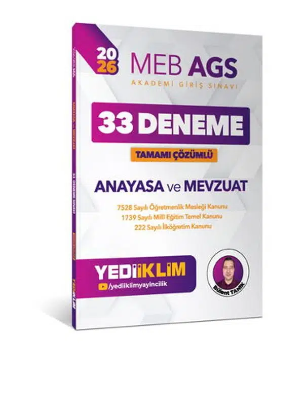 Yediiklim Yayınları 2026 MEB AGS Anayasa ve Mevzuat Tamamı Çözümlü 33 Deneme