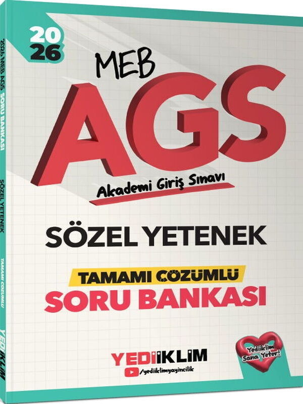 Yediiklim Yayınları 2026 MEB AGS Sözel Yetenek Tamamı Çözümlü Soru Bankası